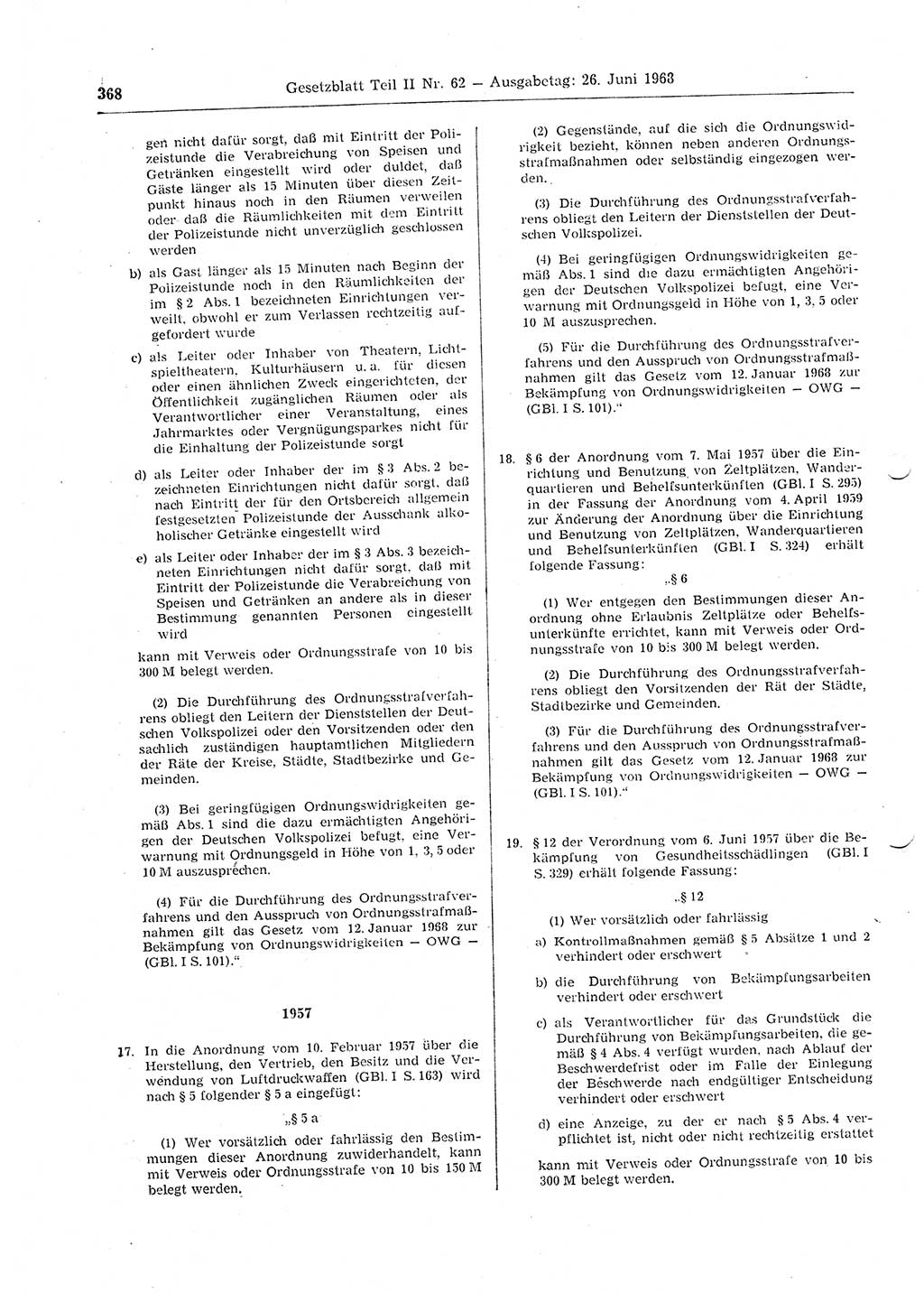 Gesetzblatt (GBl.) der Deutschen Demokratischen Republik (DDR) Teil ⅠⅠ 1968, Seite 368 (GBl. DDR ⅠⅠ 1968, S. 368)