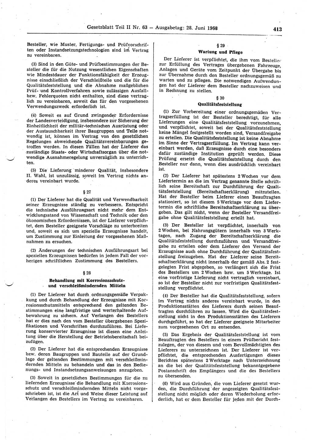 Gesetzblatt (GBl.) der Deutschen Demokratischen Republik (DDR) Teil ⅠⅠ 1968, Seite 413 (GBl. DDR ⅠⅠ 1968, S. 413)
