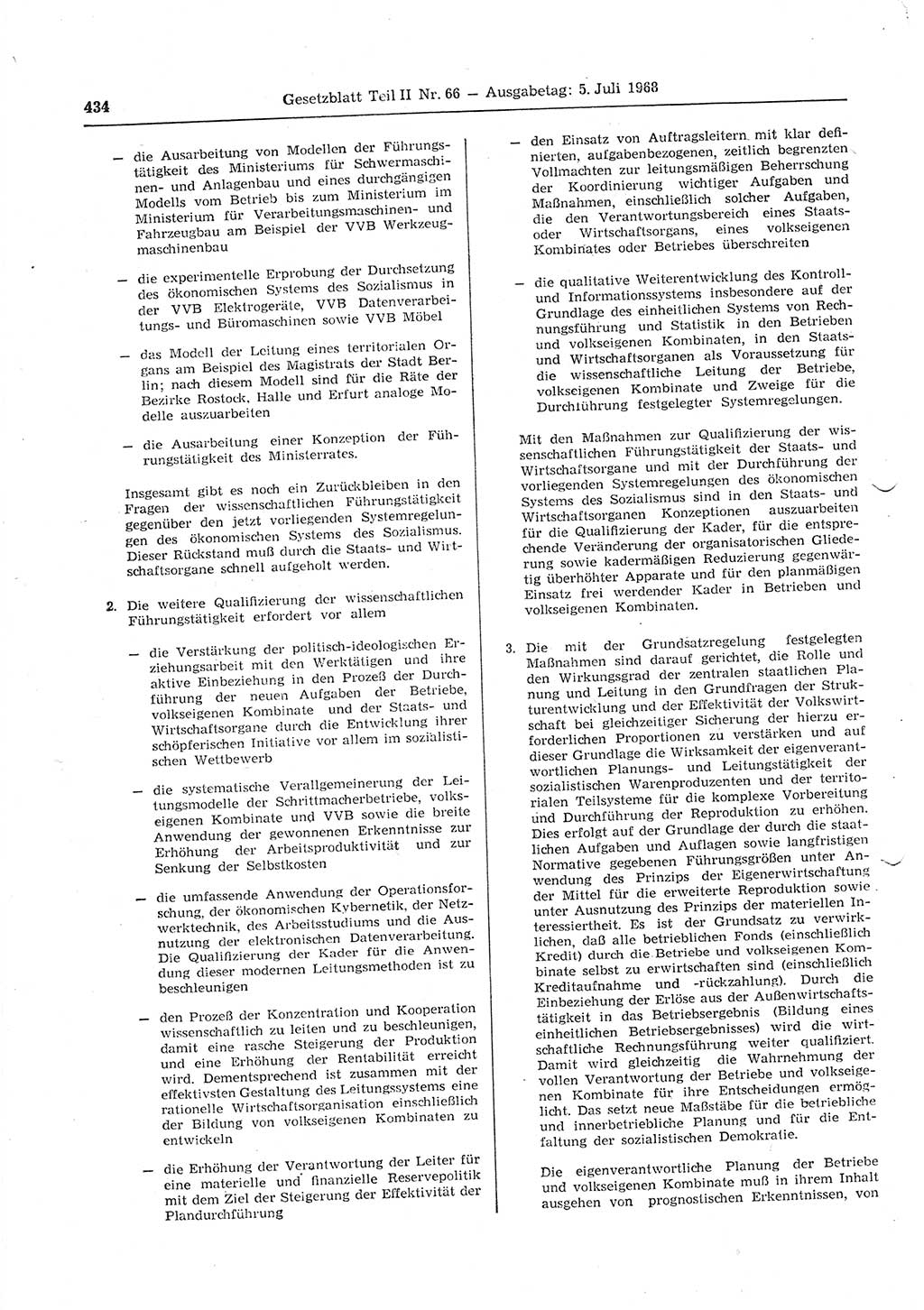 Gesetzblatt (GBl.) der Deutschen Demokratischen Republik (DDR) Teil ⅠⅠ 1968, Seite 434 (GBl. DDR ⅠⅠ 1968, S. 434)