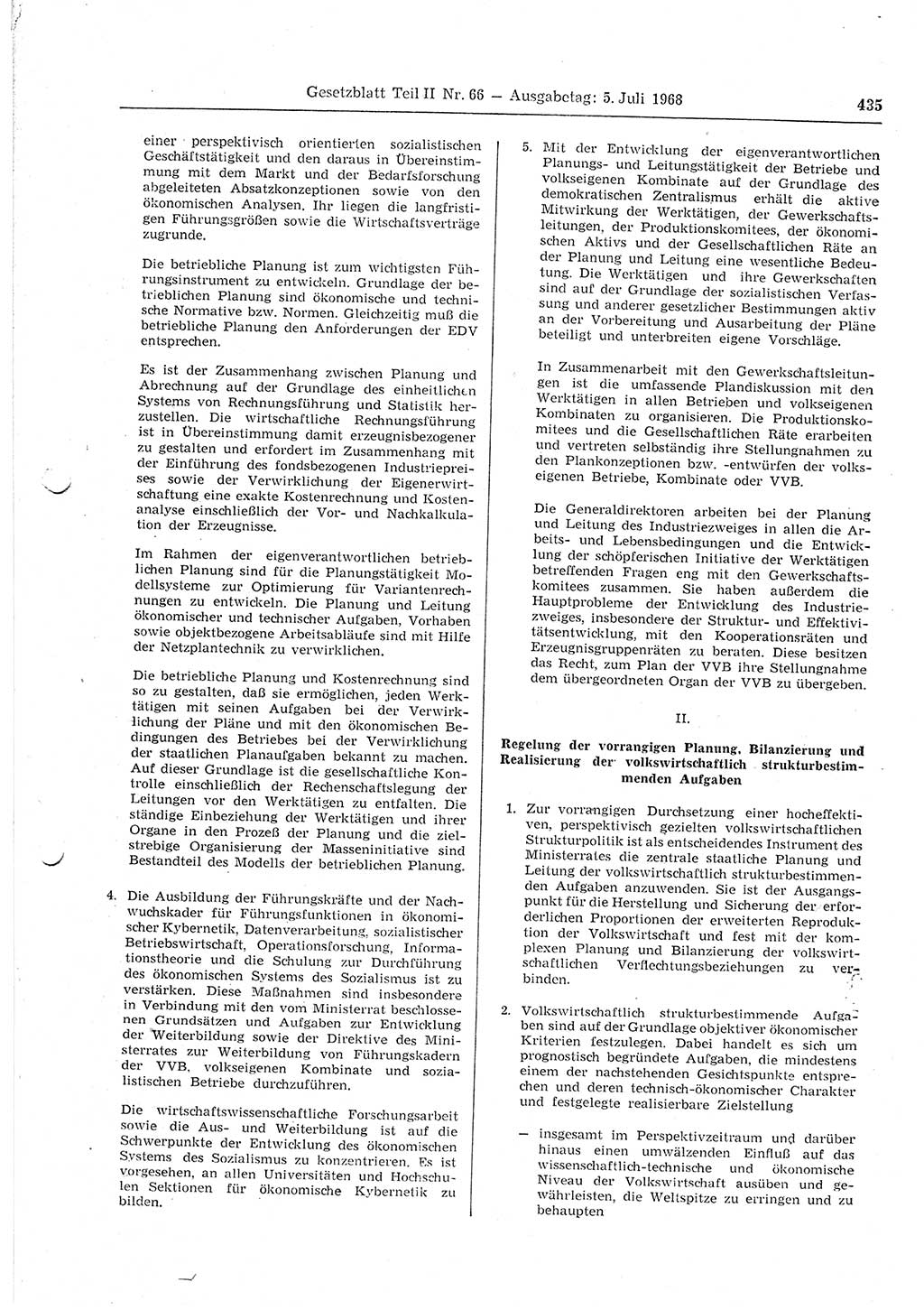 Gesetzblatt (GBl.) der Deutschen Demokratischen Republik (DDR) Teil ⅠⅠ 1968, Seite 435 (GBl. DDR ⅠⅠ 1968, S. 435)