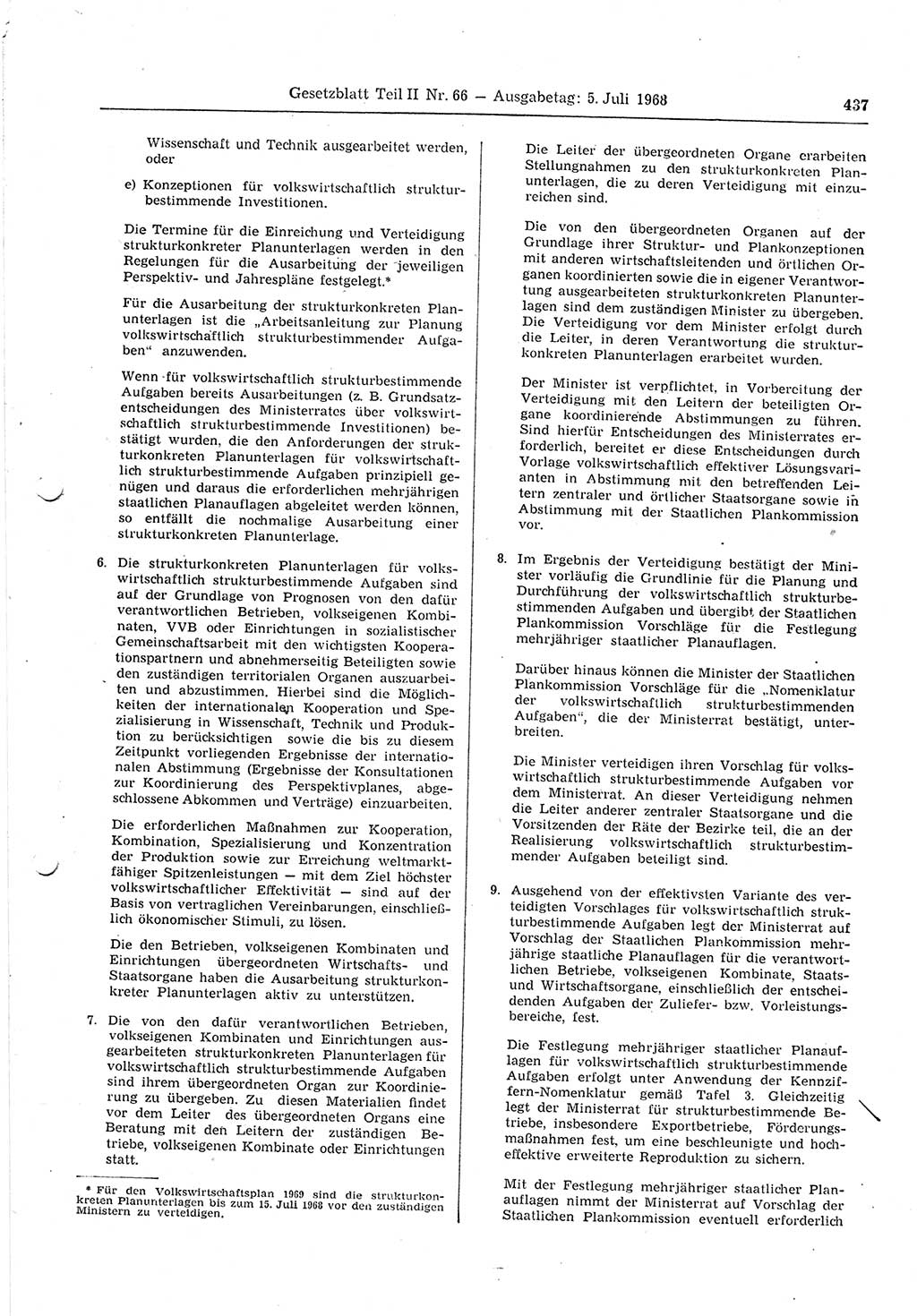 Gesetzblatt (GBl.) der Deutschen Demokratischen Republik (DDR) Teil ⅠⅠ 1968, Seite 437 (GBl. DDR ⅠⅠ 1968, S. 437)