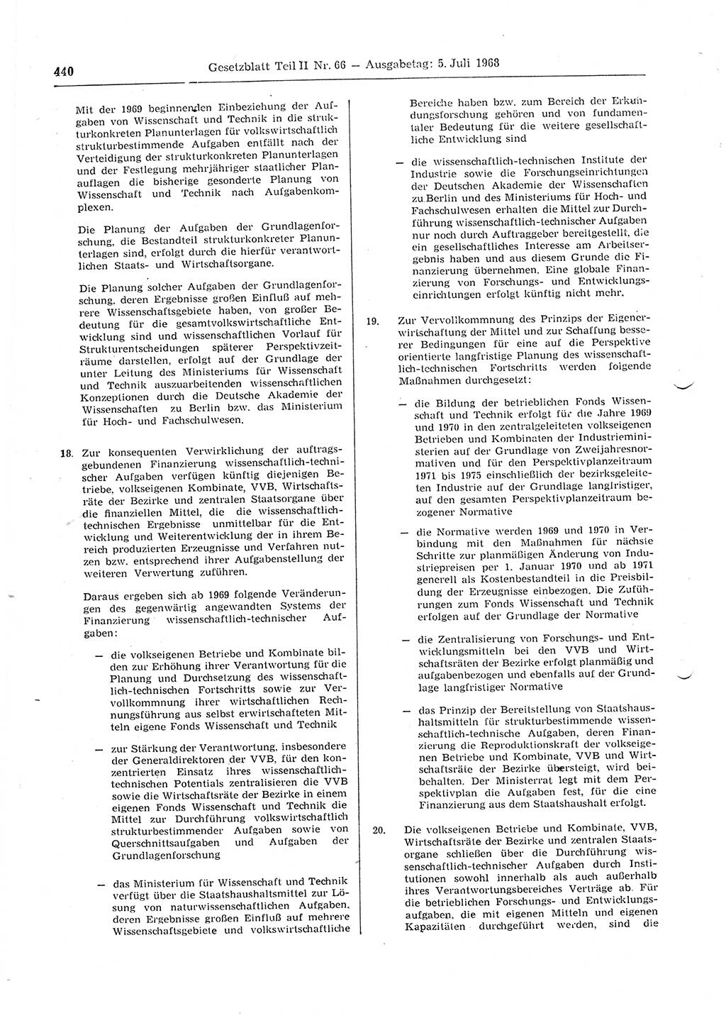 Gesetzblatt (GBl.) der Deutschen Demokratischen Republik (DDR) Teil ⅠⅠ 1968, Seite 440 (GBl. DDR ⅠⅠ 1968, S. 440)