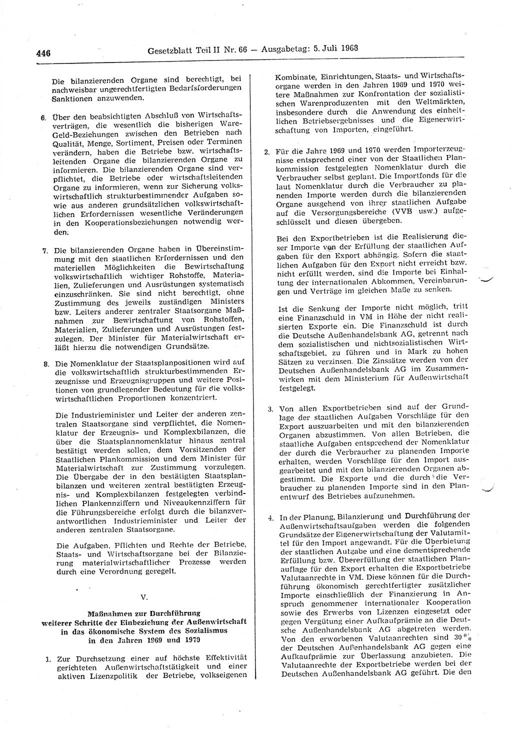Gesetzblatt (GBl.) der Deutschen Demokratischen Republik (DDR) Teil ⅠⅠ 1968, Seite 446 (GBl. DDR ⅠⅠ 1968, S. 446)