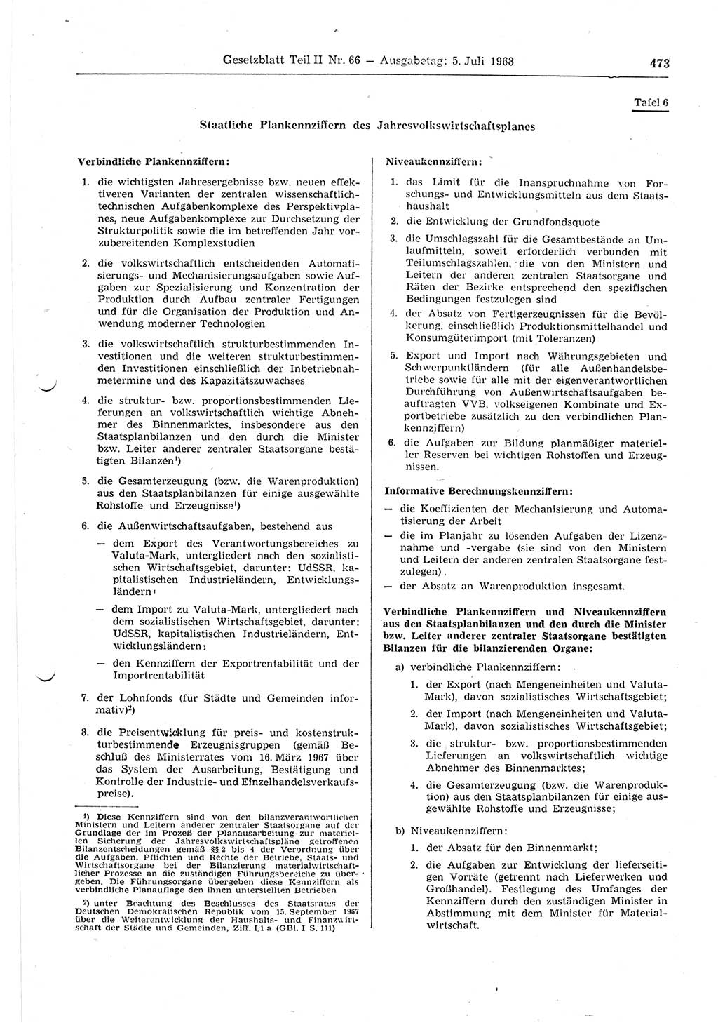 Gesetzblatt (GBl.) der Deutschen Demokratischen Republik (DDR) Teil ⅠⅠ 1968, Seite 473 (GBl. DDR ⅠⅠ 1968, S. 473)