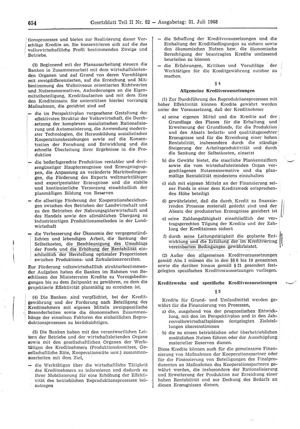 Gesetzblatt (GBl.) der Deutschen Demokratischen Republik (DDR) Teil ⅠⅠ 1968, Seite 654 (GBl. DDR ⅠⅠ 1968, S. 654)