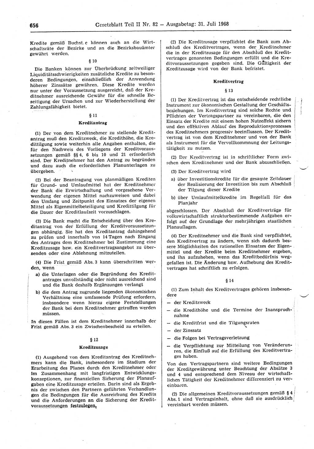 Gesetzblatt (GBl.) der Deutschen Demokratischen Republik (DDR) Teil ⅠⅠ 1968, Seite 656 (GBl. DDR ⅠⅠ 1968, S. 656)