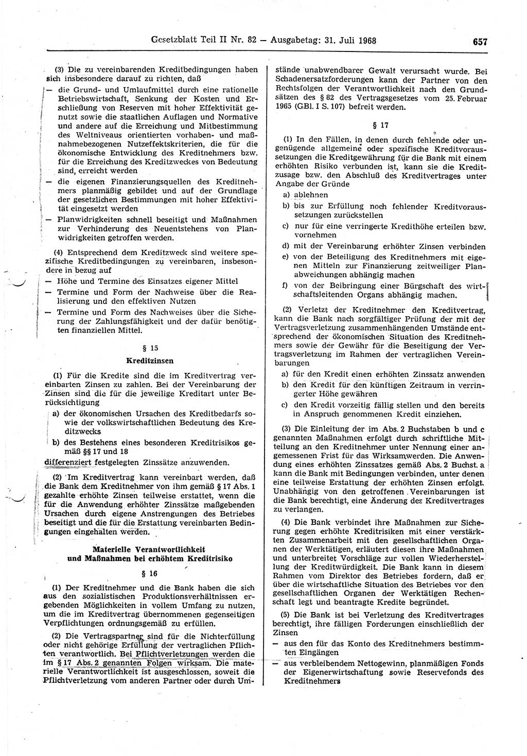 Gesetzblatt (GBl.) der Deutschen Demokratischen Republik (DDR) Teil ⅠⅠ 1968, Seite 657 (GBl. DDR ⅠⅠ 1968, S. 657)