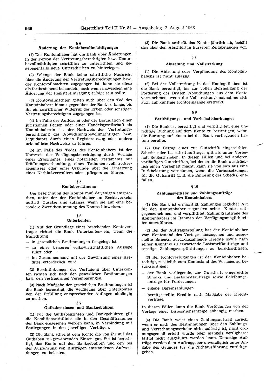Gesetzblatt (GBl.) der Deutschen Demokratischen Republik (DDR) Teil ⅠⅠ 1968, Seite 666 (GBl. DDR ⅠⅠ 1968, S. 666)