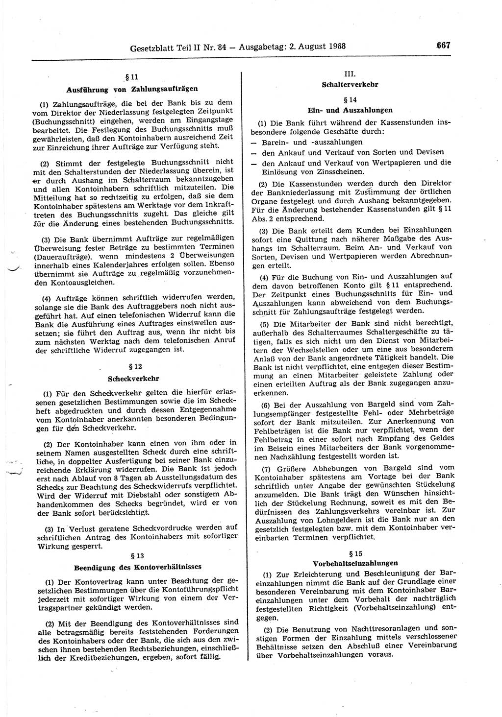 Gesetzblatt (GBl.) der Deutschen Demokratischen Republik (DDR) Teil ⅠⅠ 1968, Seite 667 (GBl. DDR ⅠⅠ 1968, S. 667)