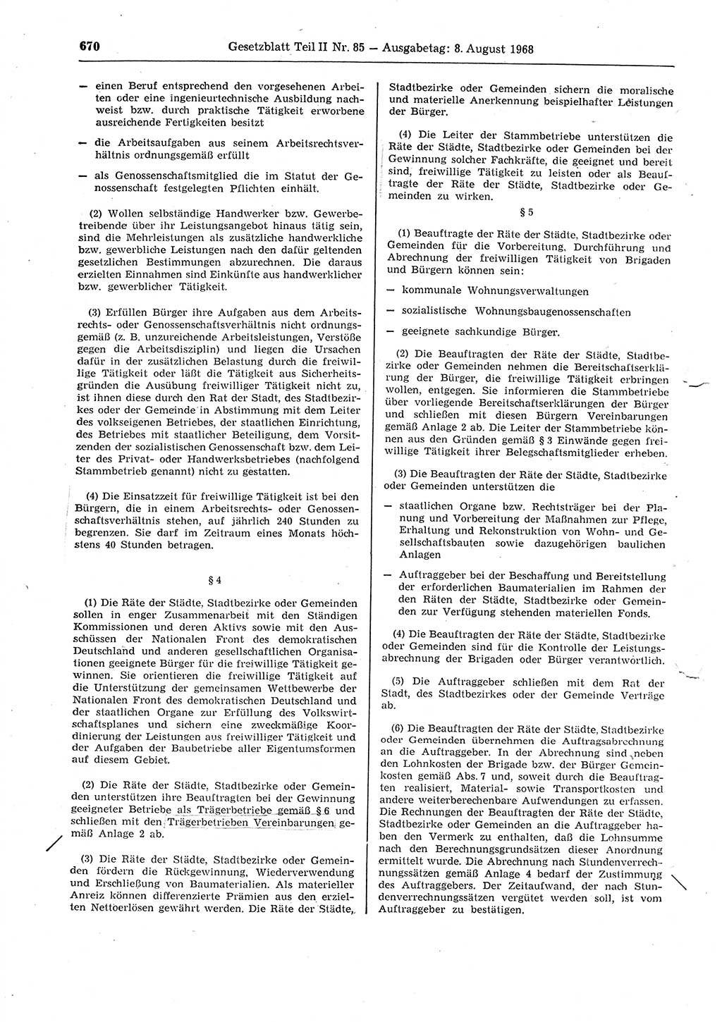Gesetzblatt (GBl.) der Deutschen Demokratischen Republik (DDR) Teil ⅠⅠ 1968, Seite 670 (GBl. DDR ⅠⅠ 1968, S. 670)