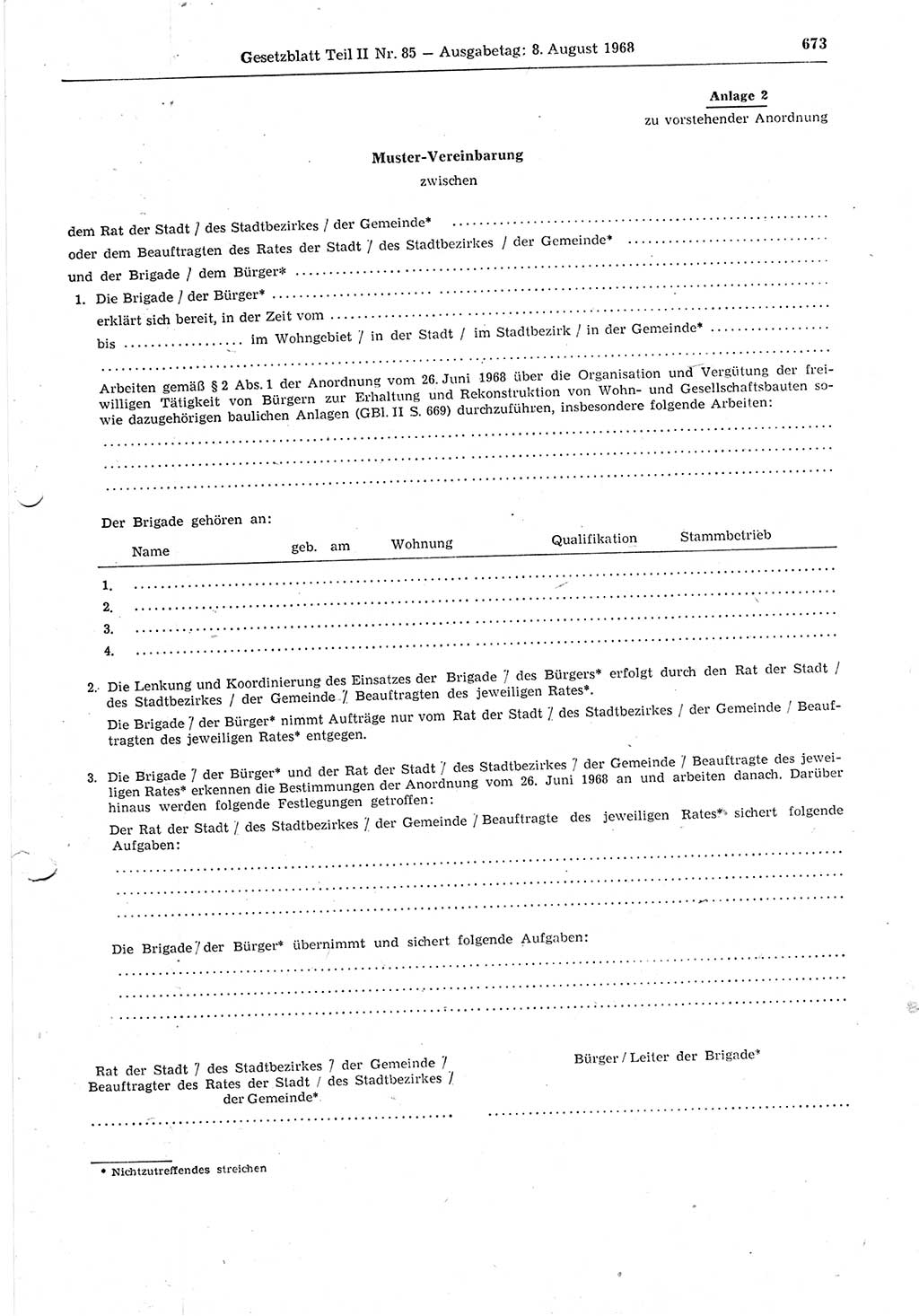 Gesetzblatt (GBl.) der Deutschen Demokratischen Republik (DDR) Teil ⅠⅠ 1968, Seite 673 (GBl. DDR ⅠⅠ 1968, S. 673)