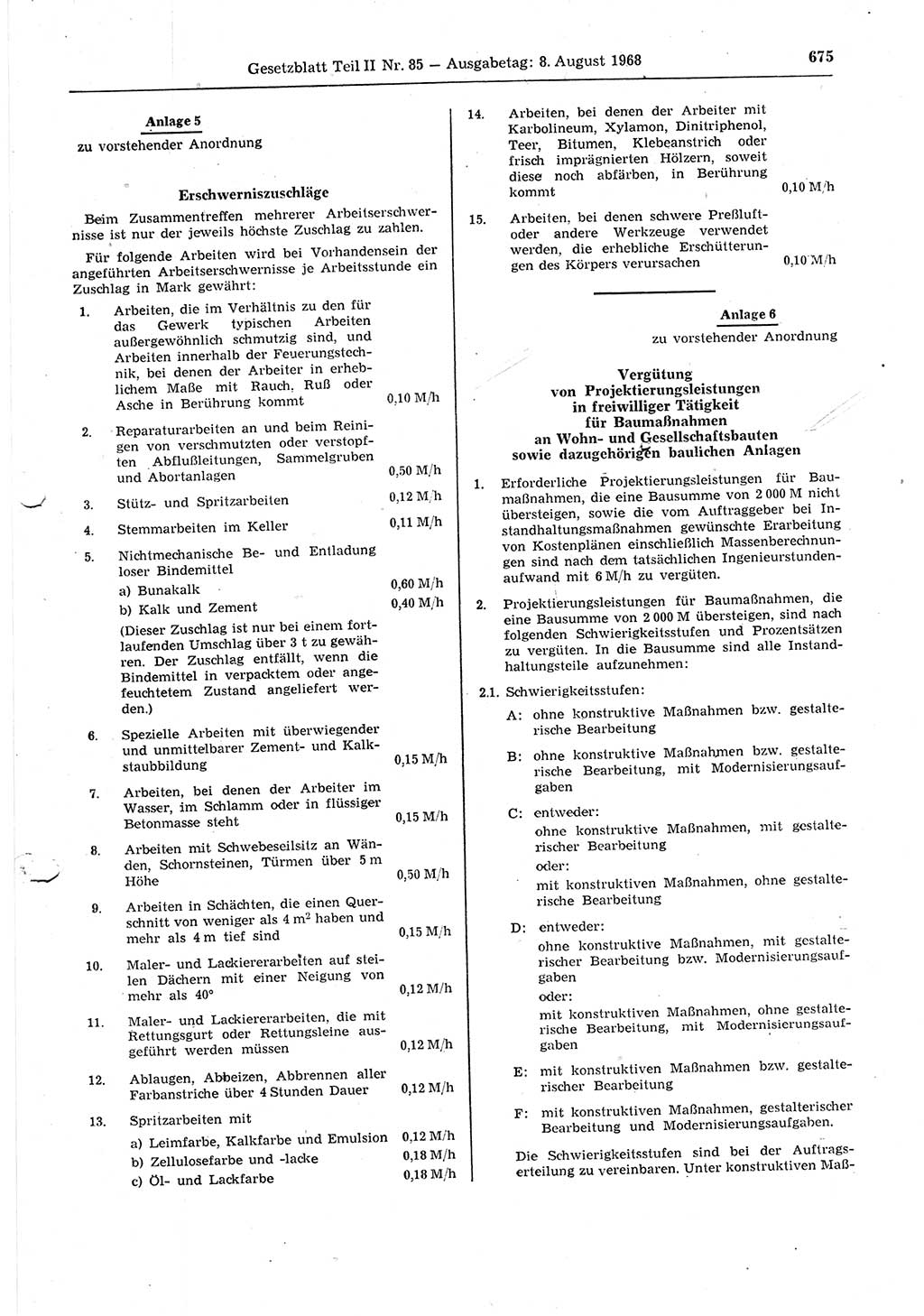 Gesetzblatt (GBl.) der Deutschen Demokratischen Republik (DDR) Teil ⅠⅠ 1968, Seite 675 (GBl. DDR ⅠⅠ 1968, S. 675)