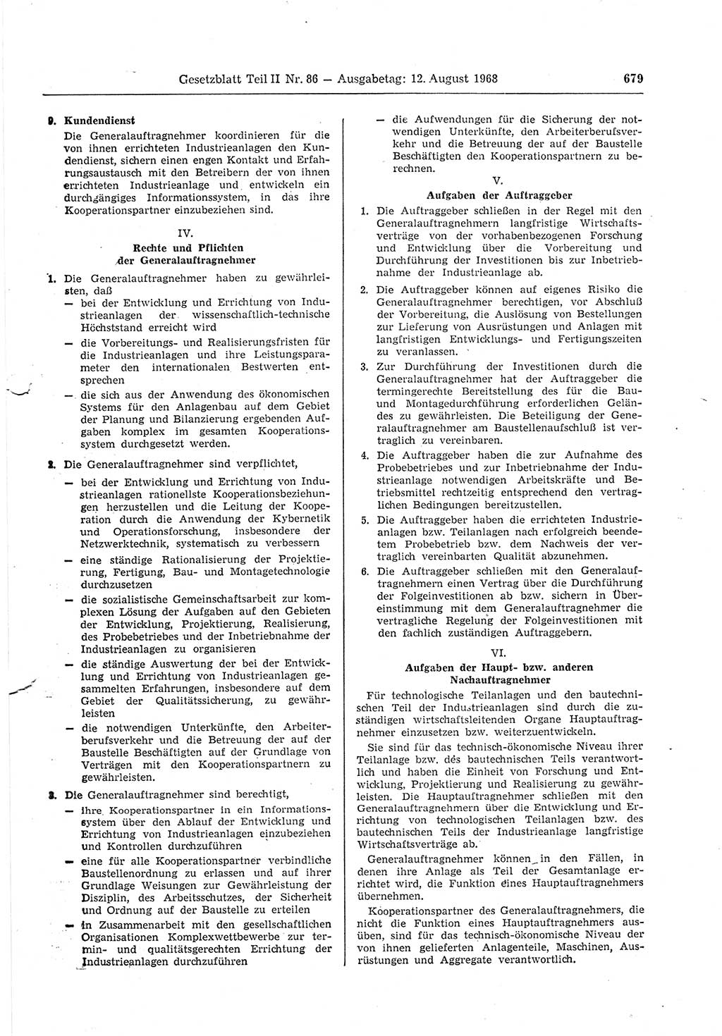 Gesetzblatt (GBl.) der Deutschen Demokratischen Republik (DDR) Teil ⅠⅠ 1968, Seite 679 (GBl. DDR ⅠⅠ 1968, S. 679)