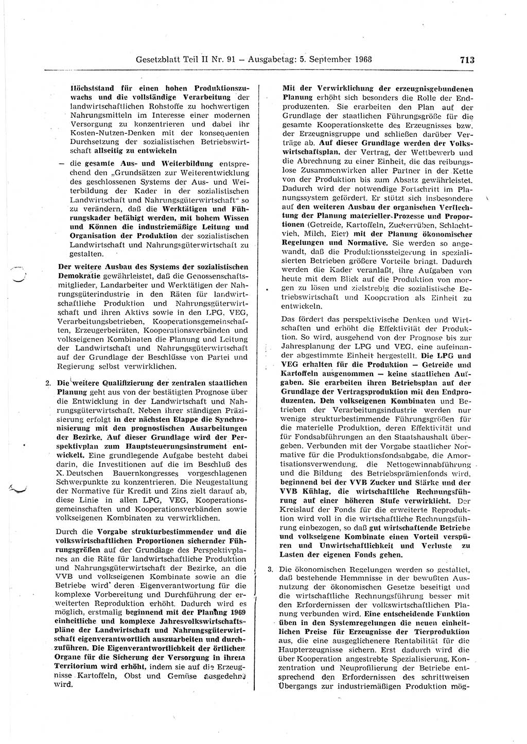 Gesetzblatt (GBl.) der Deutschen Demokratischen Republik (DDR) Teil ⅠⅠ 1968, Seite 713 (GBl. DDR ⅠⅠ 1968, S. 713)