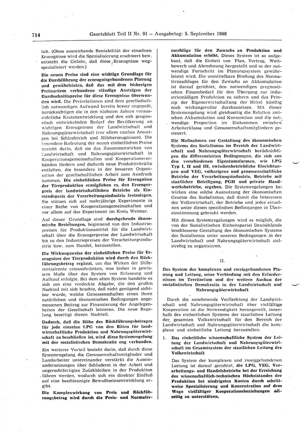 Gesetzblatt (GBl.) der Deutschen Demokratischen Republik (DDR) Teil ⅠⅠ 1968, Seite 714 (GBl. DDR ⅠⅠ 1968, S. 714)