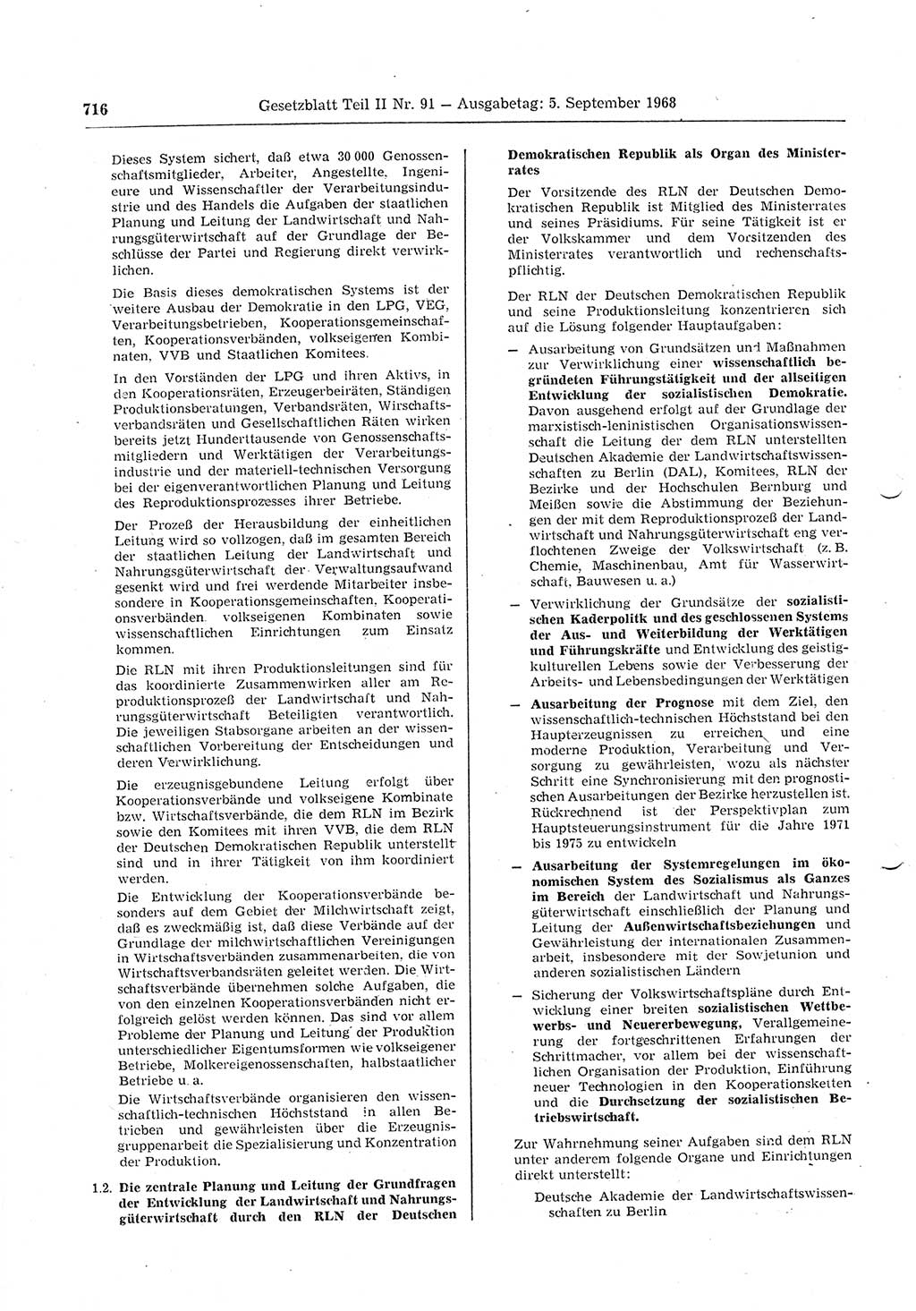 Gesetzblatt (GBl.) der Deutschen Demokratischen Republik (DDR) Teil ⅠⅠ 1968, Seite 716 (GBl. DDR ⅠⅠ 1968, S. 716)