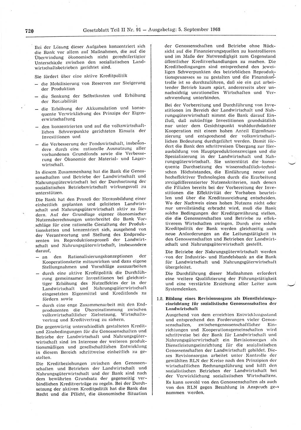 Gesetzblatt (GBl.) der Deutschen Demokratischen Republik (DDR) Teil ⅠⅠ 1968, Seite 720 (GBl. DDR ⅠⅠ 1968, S. 720)