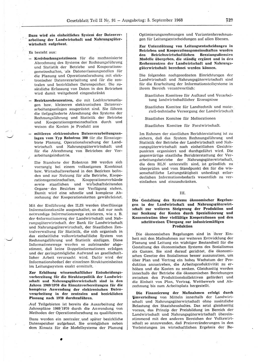 Gesetzblatt (GBl.) der Deutschen Demokratischen Republik (DDR) Teil ⅠⅠ 1968, Seite 729 (GBl. DDR ⅠⅠ 1968, S. 729)