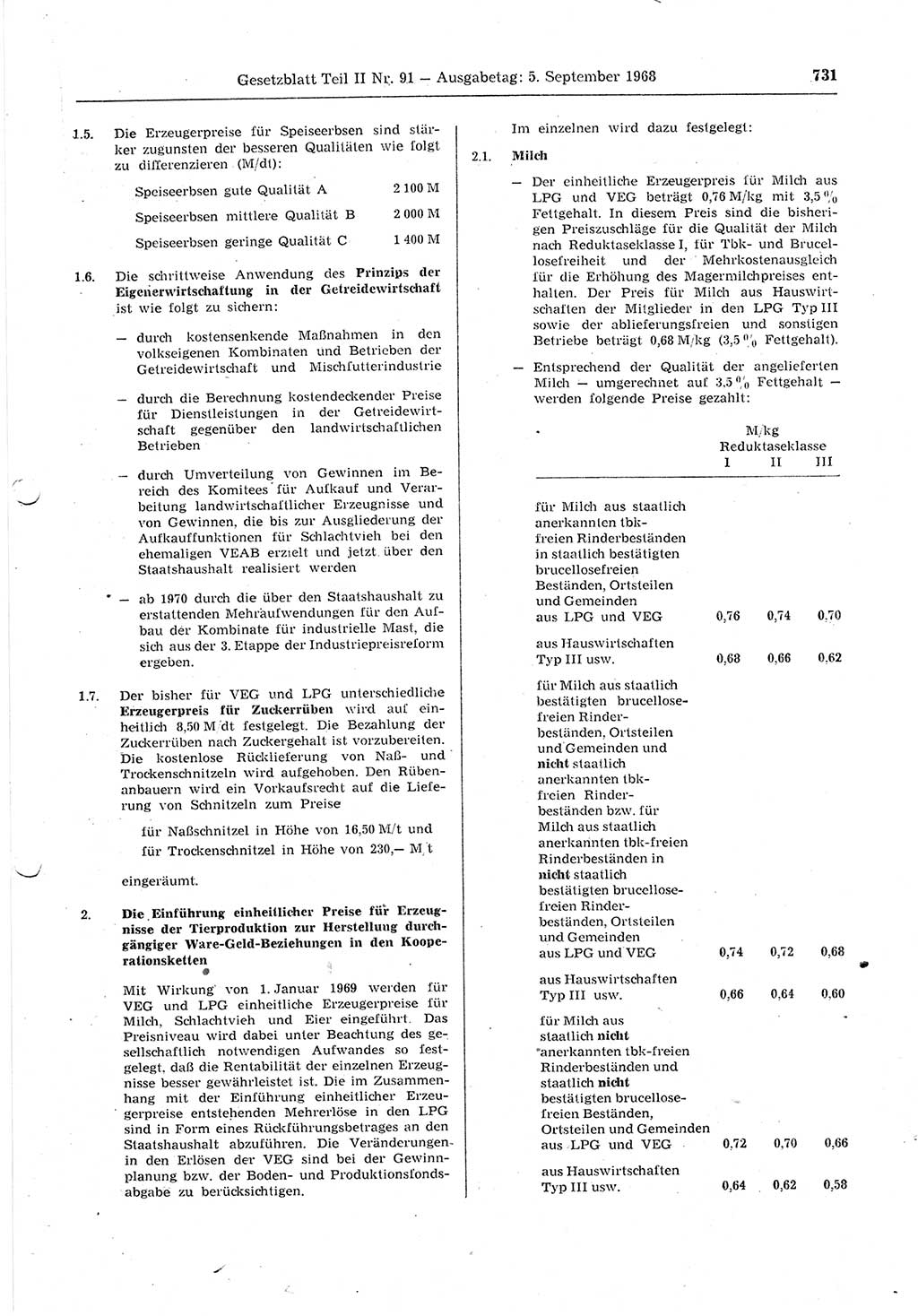 Gesetzblatt (GBl.) der Deutschen Demokratischen Republik (DDR) Teil ⅠⅠ 1968, Seite 731 (GBl. DDR ⅠⅠ 1968, S. 731)