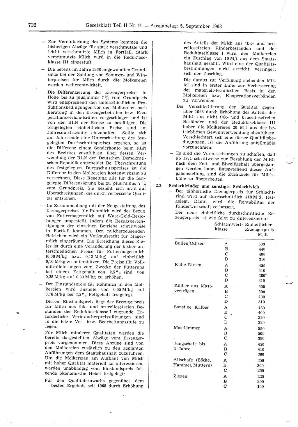 Gesetzblatt (GBl.) der Deutschen Demokratischen Republik (DDR) Teil ⅠⅠ 1968, Seite 732 (GBl. DDR ⅠⅠ 1968, S. 732)