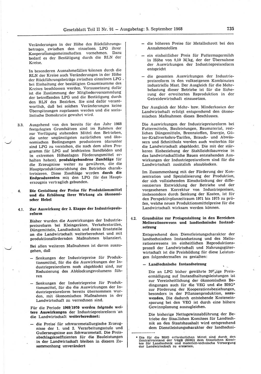 Gesetzblatt (GBl.) der Deutschen Demokratischen Republik (DDR) Teil ⅠⅠ 1968, Seite 735 (GBl. DDR ⅠⅠ 1968, S. 735)