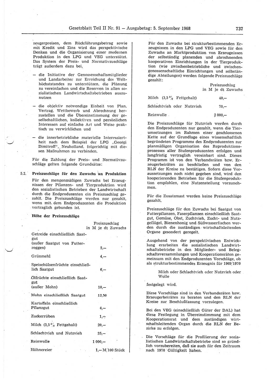 Gesetzblatt (GBl.) der Deutschen Demokratischen Republik (DDR) Teil ⅠⅠ 1968, Seite 737 (GBl. DDR ⅠⅠ 1968, S. 737)