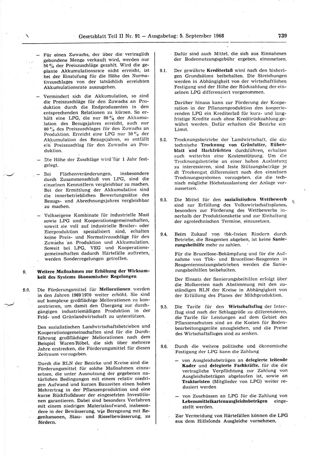 Gesetzblatt (GBl.) der Deutschen Demokratischen Republik (DDR) Teil ⅠⅠ 1968, Seite 739 (GBl. DDR ⅠⅠ 1968, S. 739)
