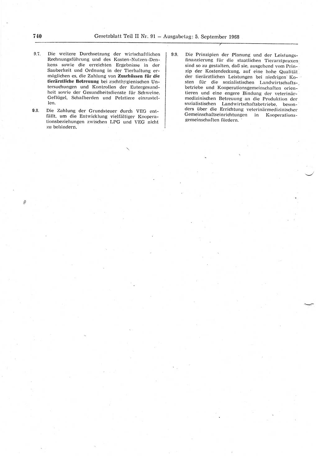 Gesetzblatt (GBl.) der Deutschen Demokratischen Republik (DDR) Teil ⅠⅠ 1968, Seite 740 (GBl. DDR ⅠⅠ 1968, S. 740)