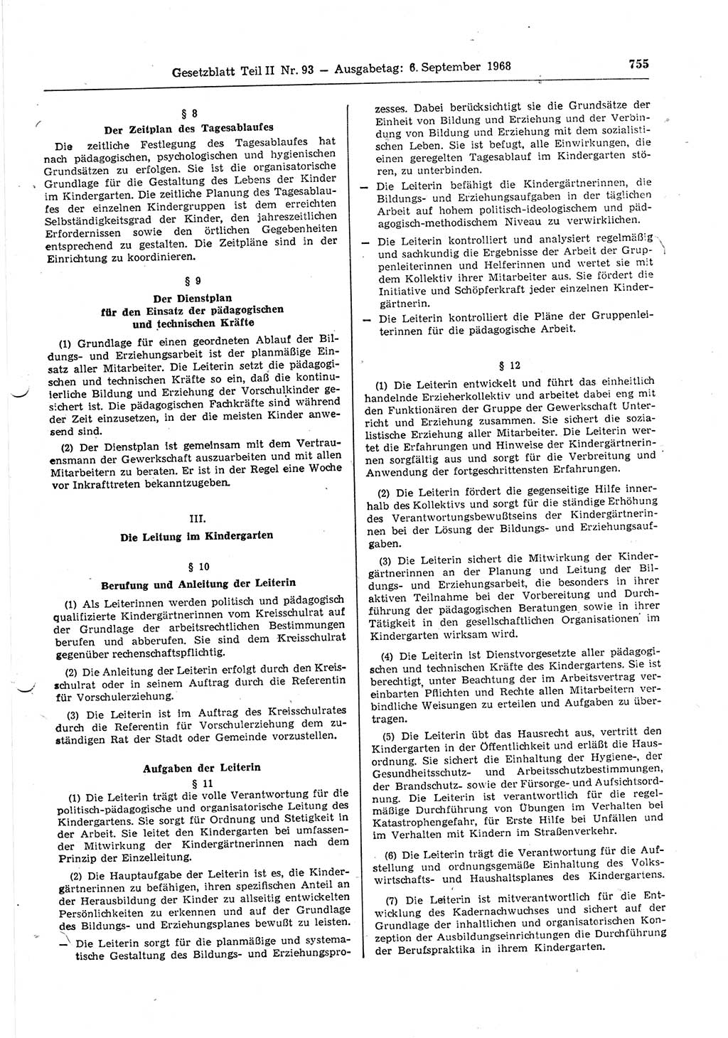 Gesetzblatt (GBl.) der Deutschen Demokratischen Republik (DDR) Teil ⅠⅠ 1968, Seite 755 (GBl. DDR ⅠⅠ 1968, S. 755)