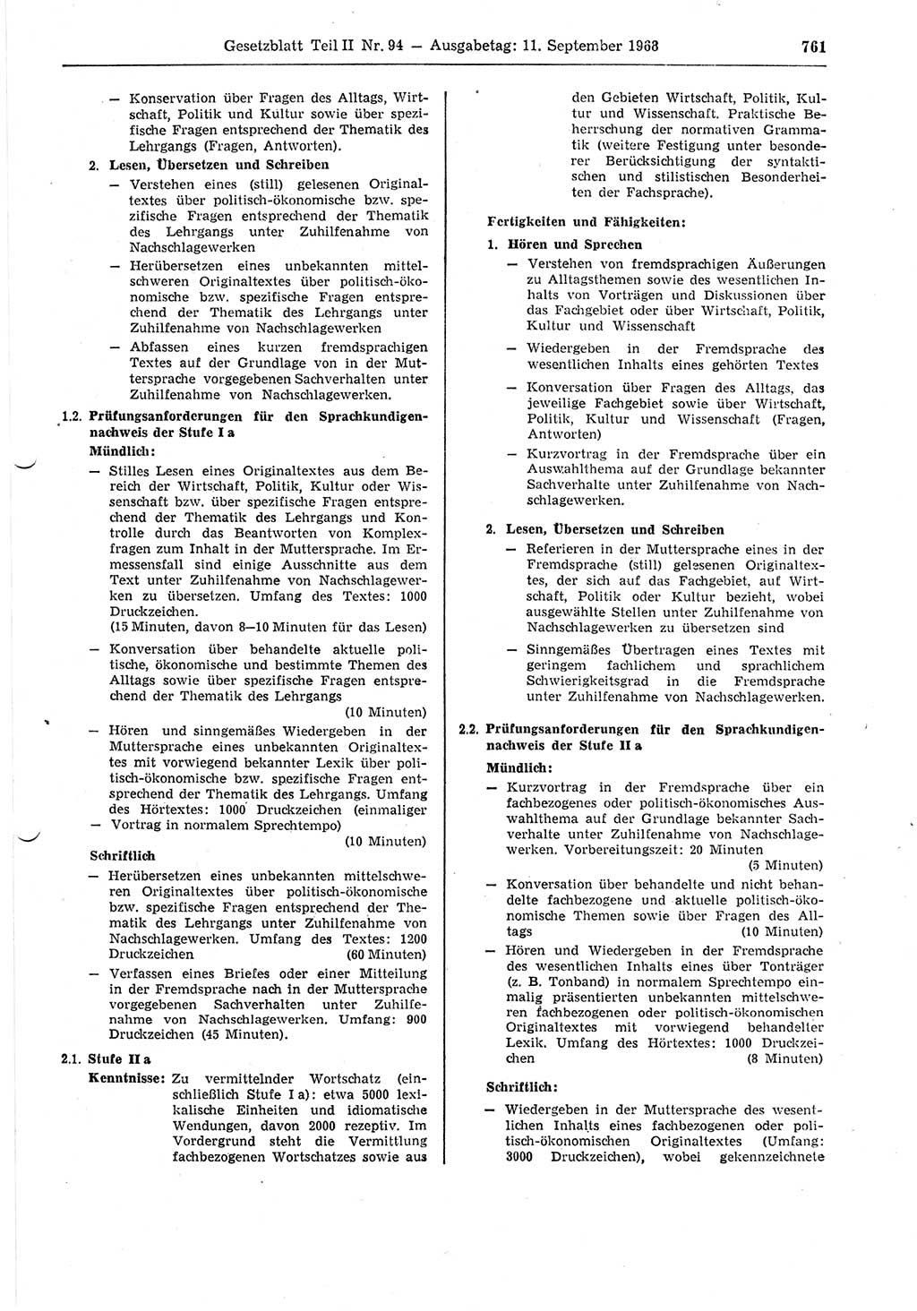 Gesetzblatt (GBl.) der Deutschen Demokratischen Republik (DDR) Teil ⅠⅠ 1968, Seite 761 (GBl. DDR ⅠⅠ 1968, S. 761)