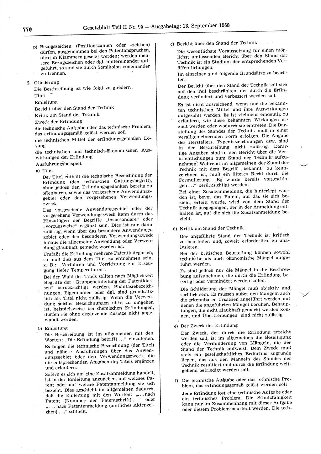 Gesetzblatt (GBl.) der Deutschen Demokratischen Republik (DDR) Teil ⅠⅠ 1968, Seite 770 (GBl. DDR ⅠⅠ 1968, S. 770)