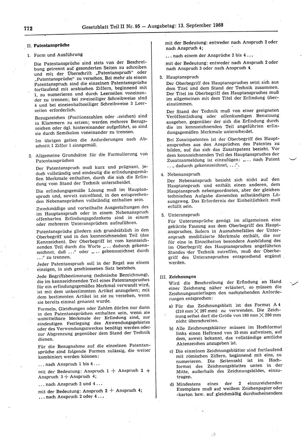 Gesetzblatt (GBl.) der Deutschen Demokratischen Republik (DDR) Teil ⅠⅠ 1968, Seite 772 (GBl. DDR ⅠⅠ 1968, S. 772)