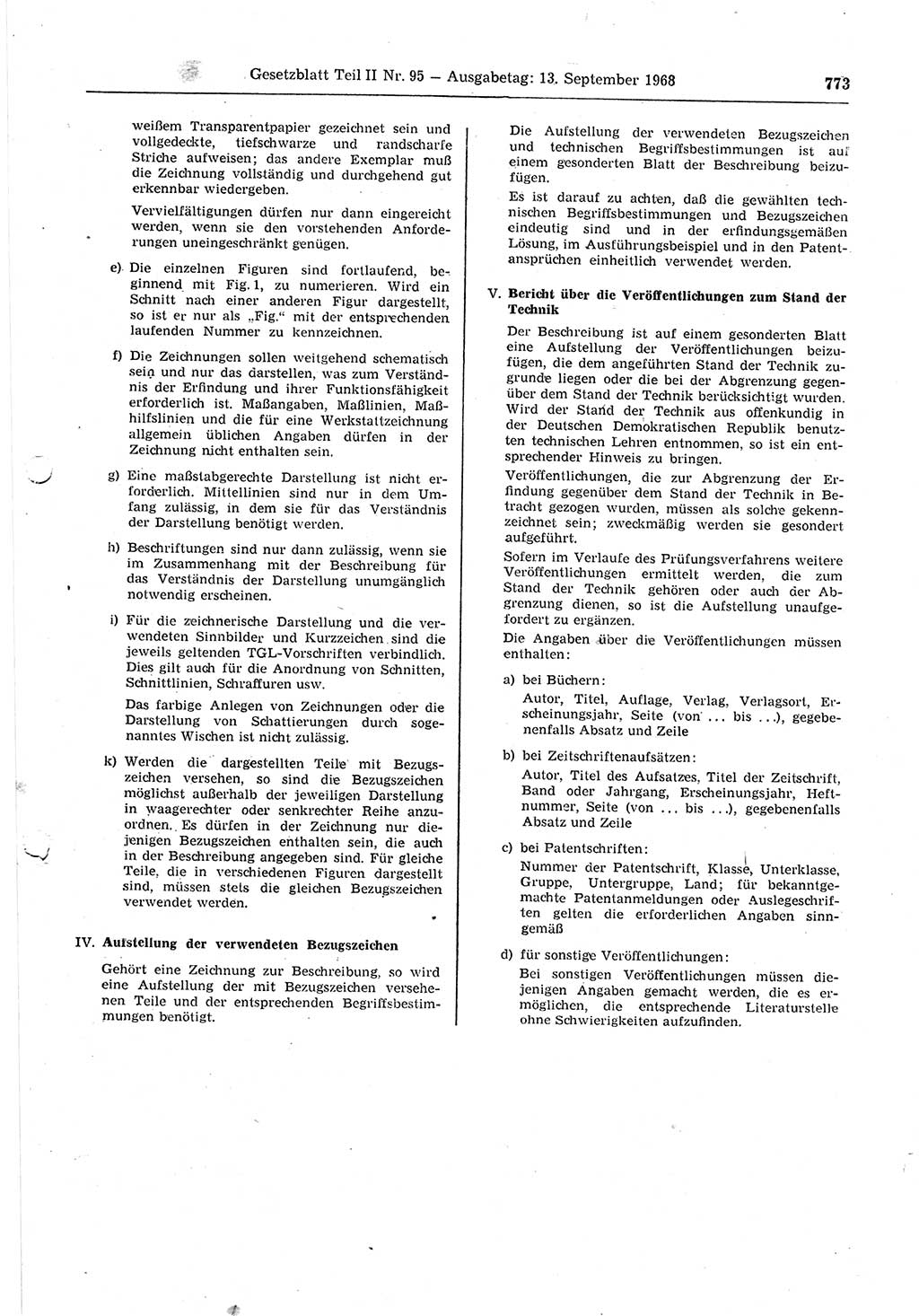 Gesetzblatt (GBl.) der Deutschen Demokratischen Republik (DDR) Teil ⅠⅠ 1968, Seite 773 (GBl. DDR ⅠⅠ 1968, S. 773)