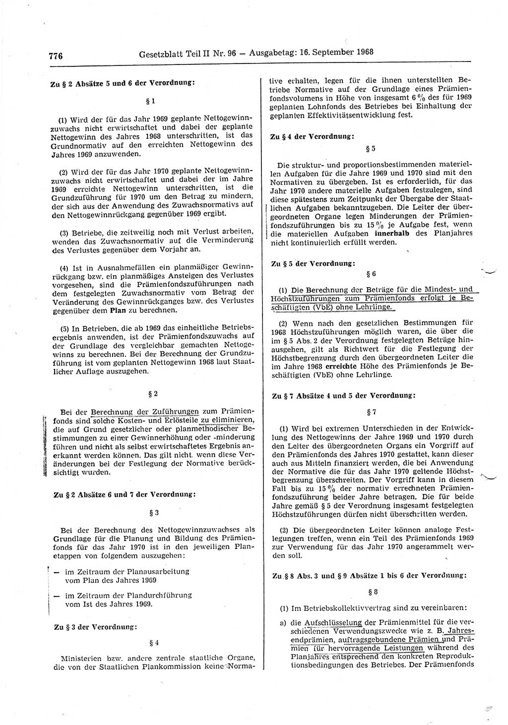 Gesetzblatt (GBl.) der Deutschen Demokratischen Republik (DDR) Teil ⅠⅠ 1968, Seite 776 (GBl. DDR ⅠⅠ 1968, S. 776)