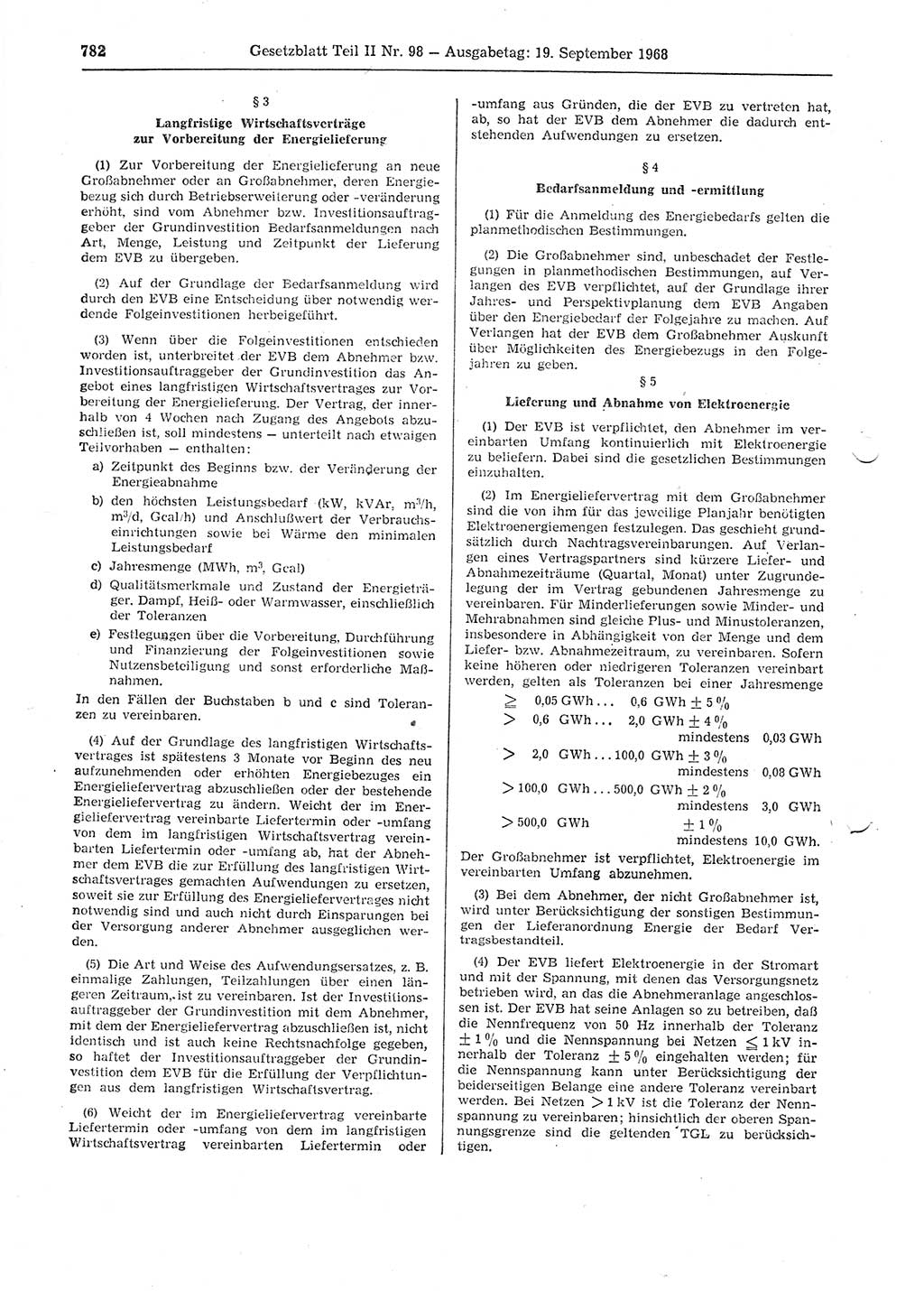 Gesetzblatt (GBl.) der Deutschen Demokratischen Republik (DDR) Teil ⅠⅠ 1968, Seite 782 (GBl. DDR ⅠⅠ 1968, S. 782)