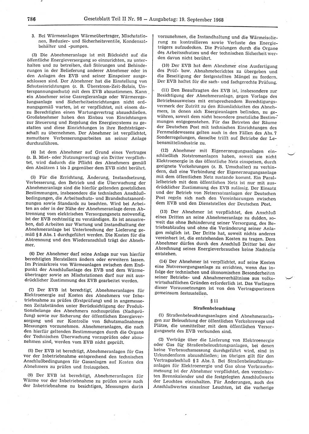 Gesetzblatt (GBl.) der Deutschen Demokratischen Republik (DDR) Teil ⅠⅠ 1968, Seite 786 (GBl. DDR ⅠⅠ 1968, S. 786)