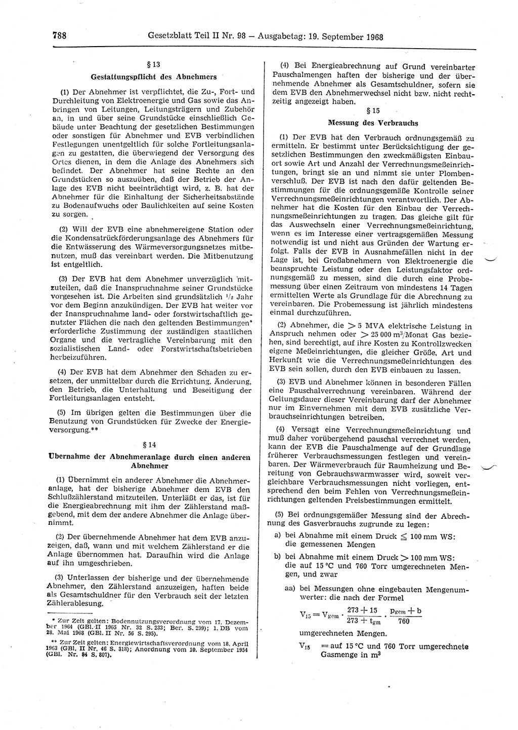 Gesetzblatt (GBl.) der Deutschen Demokratischen Republik (DDR) Teil ⅠⅠ 1968, Seite 788 (GBl. DDR ⅠⅠ 1968, S. 788)