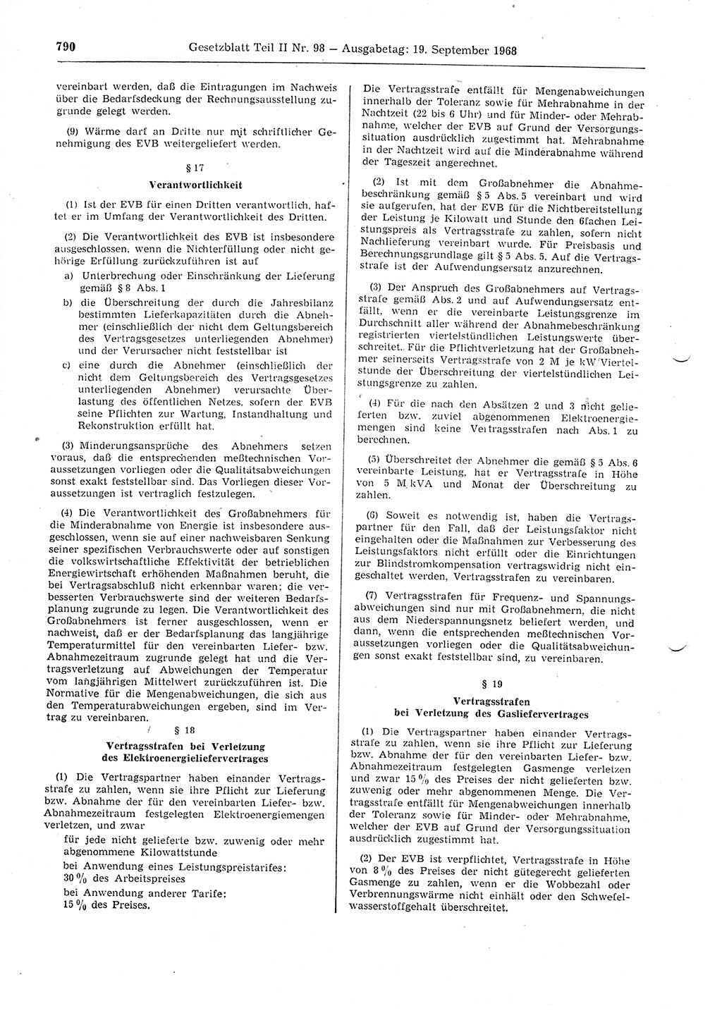 Gesetzblatt (GBl.) der Deutschen Demokratischen Republik (DDR) Teil ⅠⅠ 1968, Seite 790 (GBl. DDR ⅠⅠ 1968, S. 790)