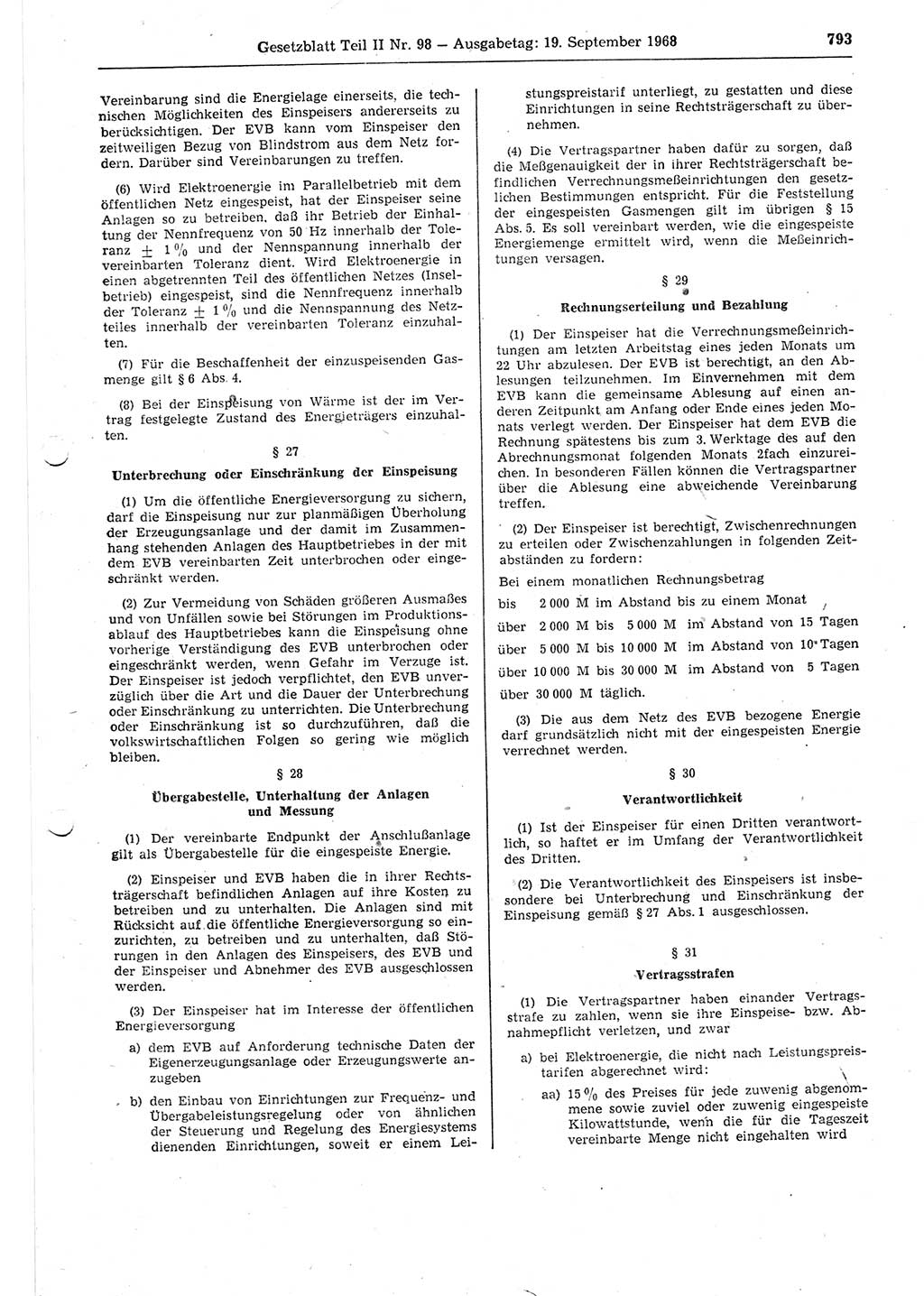 Gesetzblatt (GBl.) der Deutschen Demokratischen Republik (DDR) Teil ⅠⅠ 1968, Seite 793 (GBl. DDR ⅠⅠ 1968, S. 793)