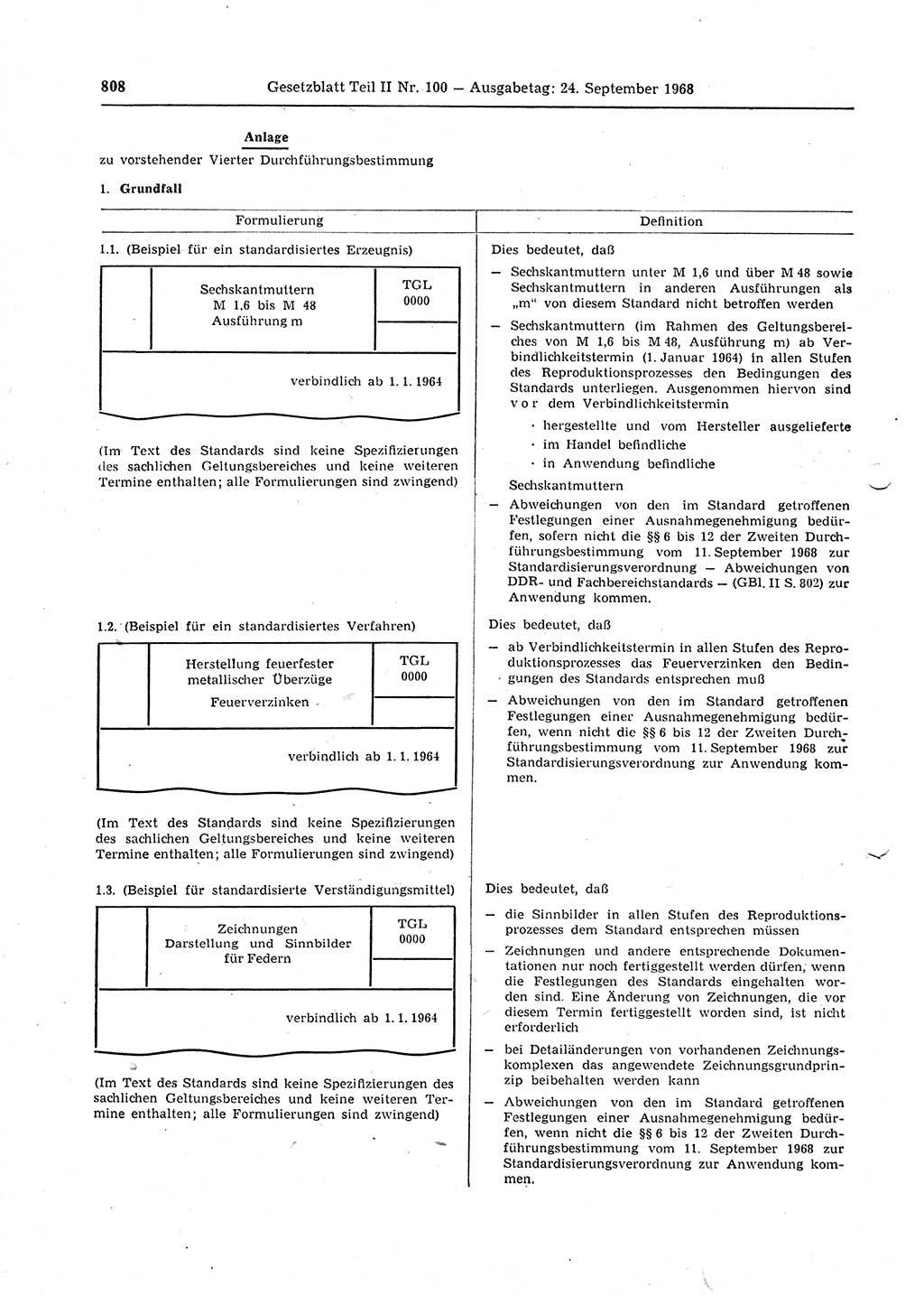 Gesetzblatt (GBl.) der Deutschen Demokratischen Republik (DDR) Teil ⅠⅠ 1968, Seite 808 (GBl. DDR ⅠⅠ 1968, S. 808)