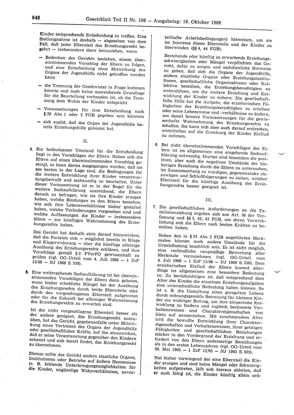 Gesetzblatt (GBl.) der Deutschen Demokratischen Republik (DDR) Teil ⅠⅠ 1968, Seite 848 (GBl. DDR ⅠⅠ 1968, S. 848)