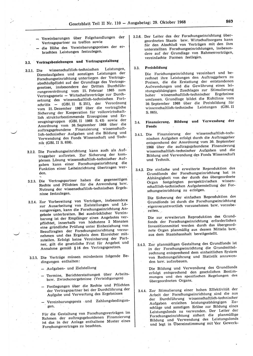 Gesetzblatt (GBl.) der Deutschen Demokratischen Republik (DDR) Teil ⅠⅠ 1968, Seite 869 (GBl. DDR ⅠⅠ 1968, S. 869)