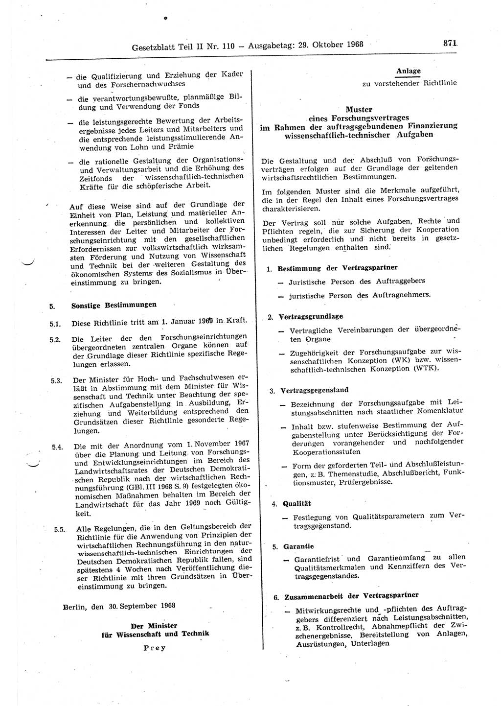 Gesetzblatt (GBl.) der Deutschen Demokratischen Republik (DDR) Teil ⅠⅠ 1968, Seite 871 (GBl. DDR ⅠⅠ 1968, S. 871)