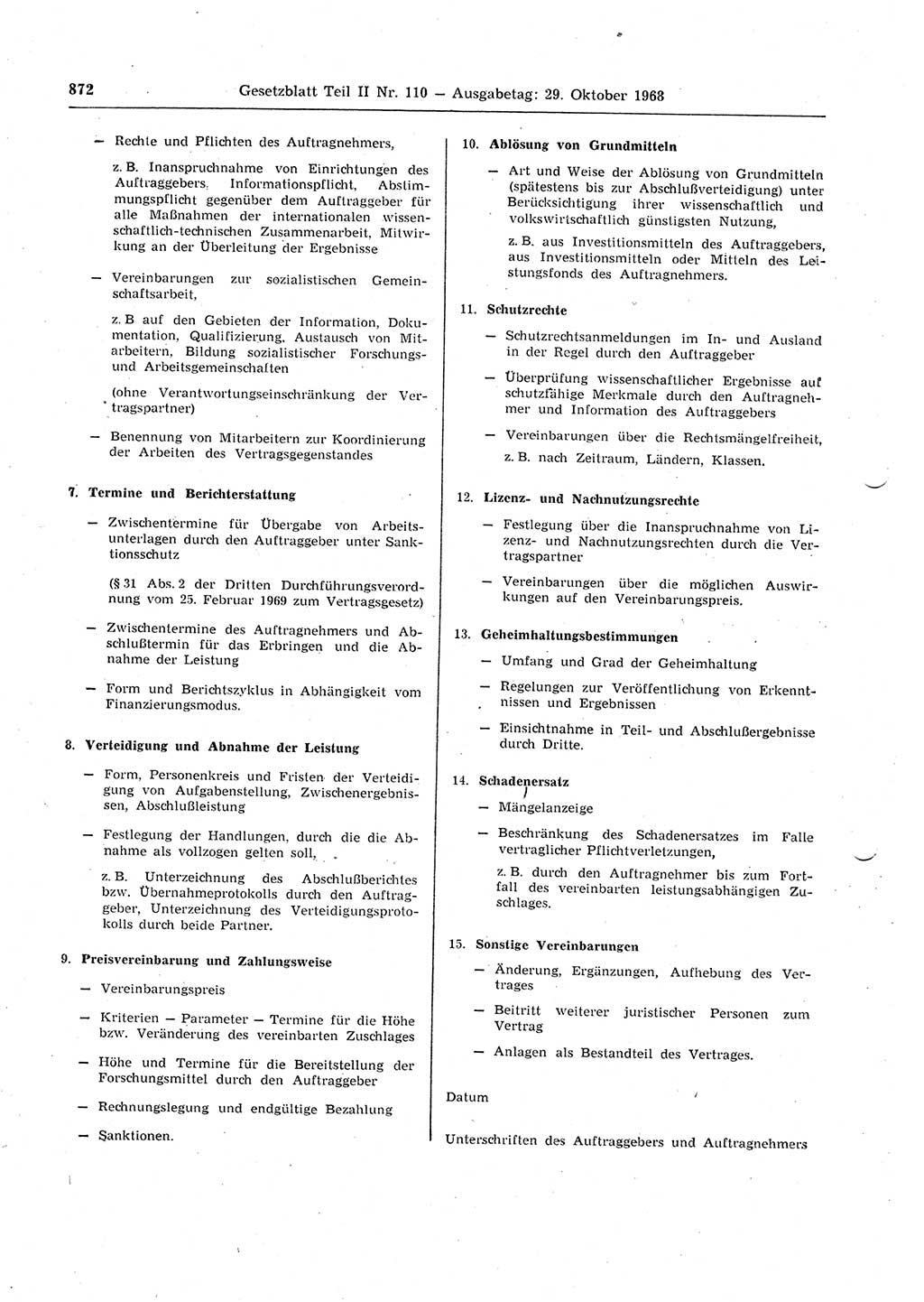 Gesetzblatt (GBl.) der Deutschen Demokratischen Republik (DDR) Teil ⅠⅠ 1968, Seite 872 (GBl. DDR ⅠⅠ 1968, S. 872)