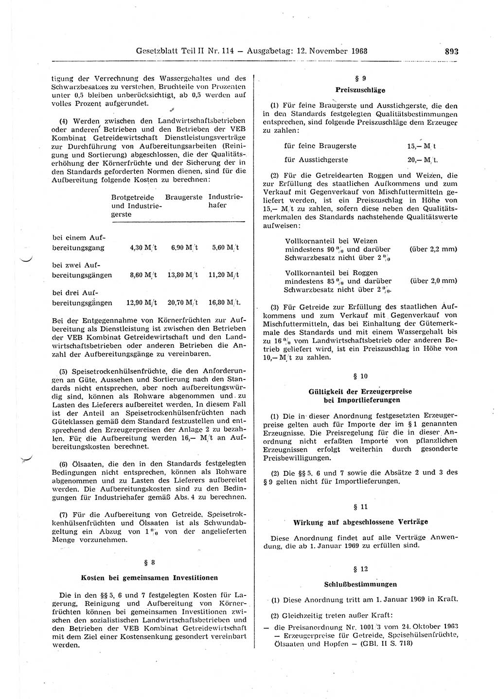 Gesetzblatt (GBl.) der Deutschen Demokratischen Republik (DDR) Teil ⅠⅠ 1968, Seite 893 (GBl. DDR ⅠⅠ 1968, S. 893)