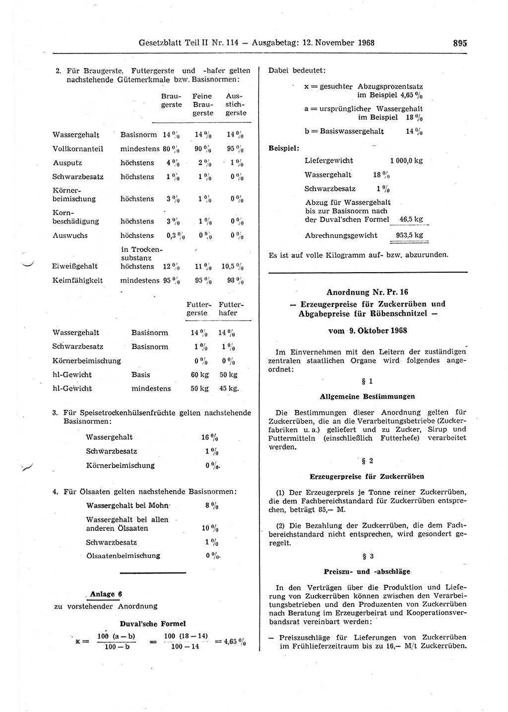 Gesetzblatt (GBl.) der Deutschen Demokratischen Republik (DDR) Teil ⅠⅠ 1968, Seite 895 (GBl. DDR ⅠⅠ 1968, S. 895)