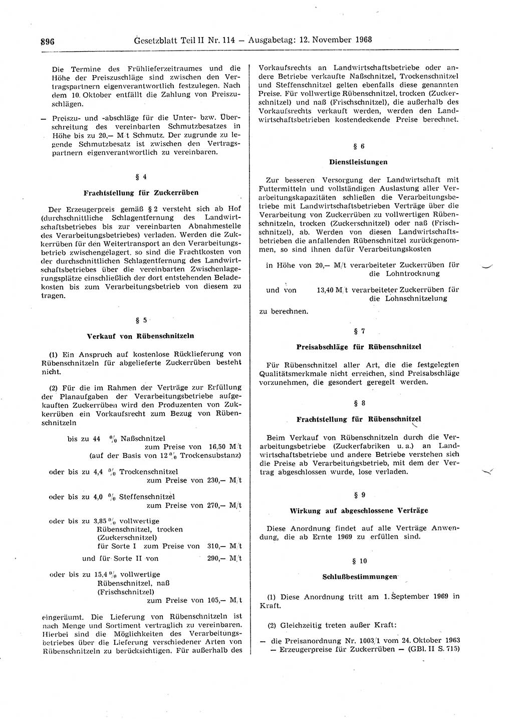 Gesetzblatt (GBl.) der Deutschen Demokratischen Republik (DDR) Teil ⅠⅠ 1968, Seite 896 (GBl. DDR ⅠⅠ 1968, S. 896)