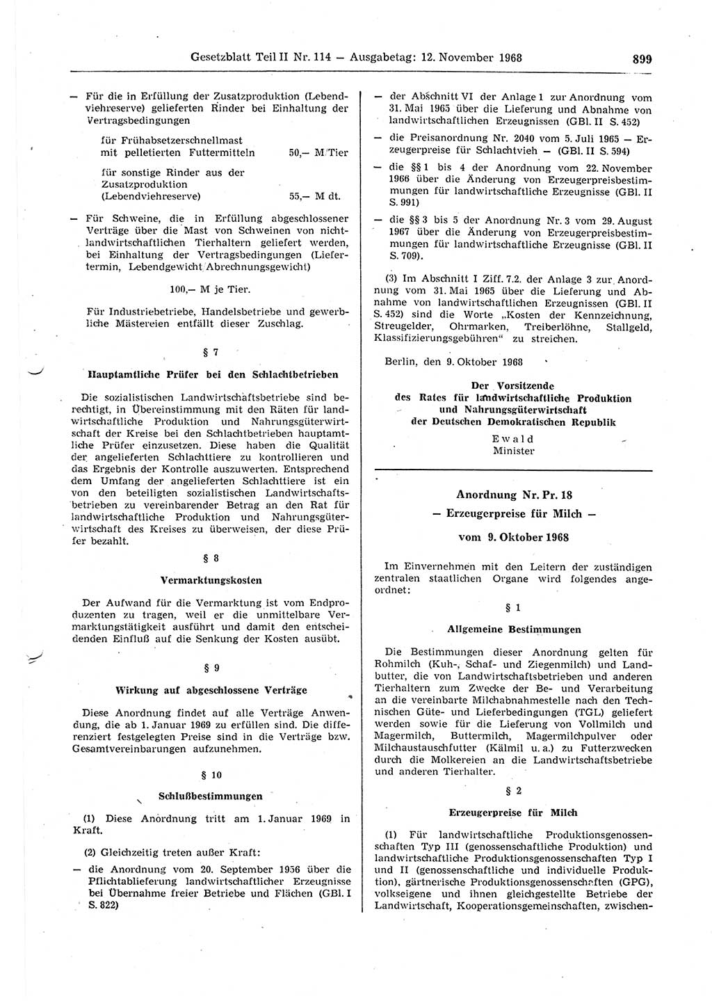 Gesetzblatt (GBl.) der Deutschen Demokratischen Republik (DDR) Teil ⅠⅠ 1968, Seite 899 (GBl. DDR ⅠⅠ 1968, S. 899)