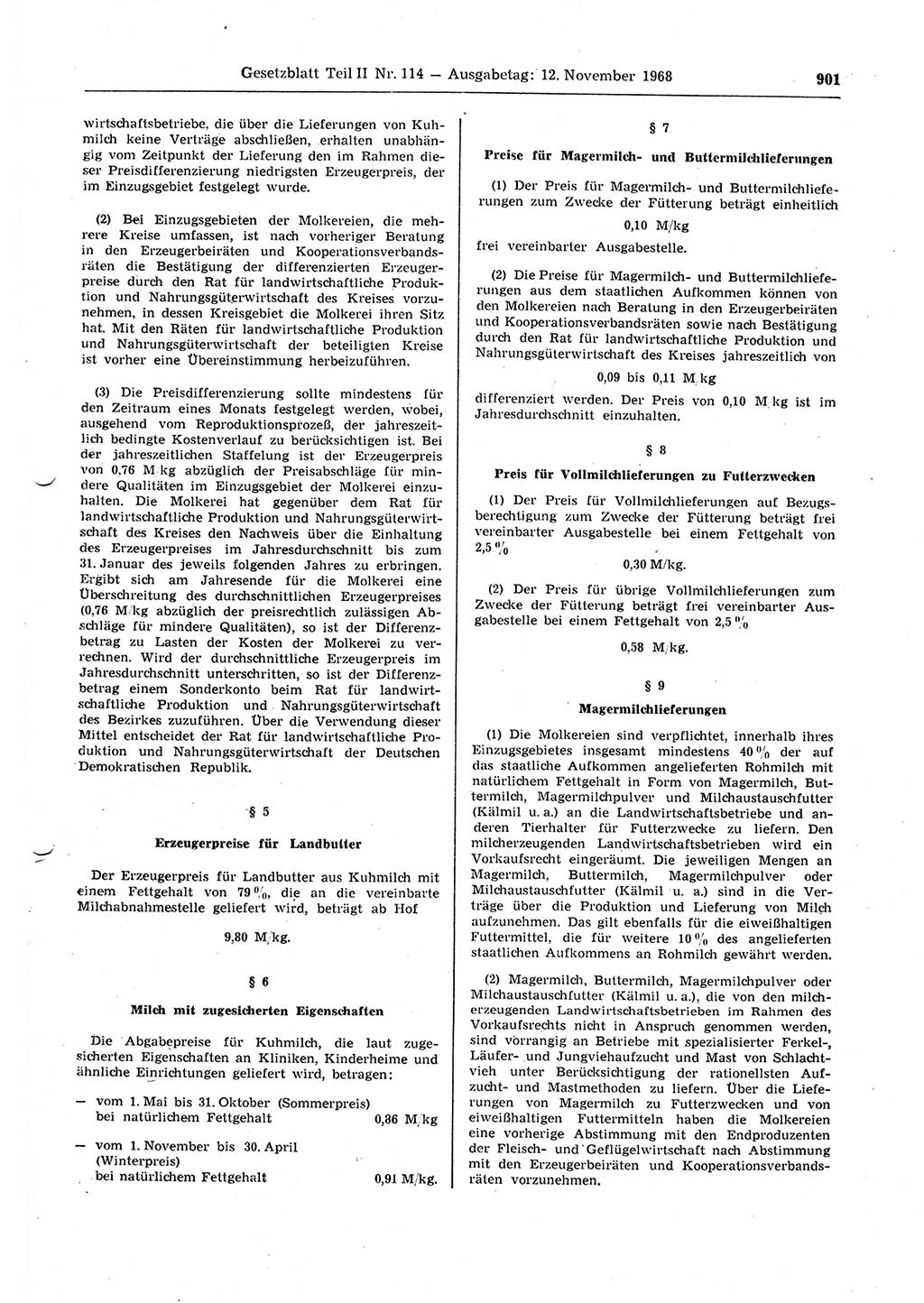 Gesetzblatt (GBl.) der Deutschen Demokratischen Republik (DDR) Teil ⅠⅠ 1968, Seite 901 (GBl. DDR ⅠⅠ 1968, S. 901)