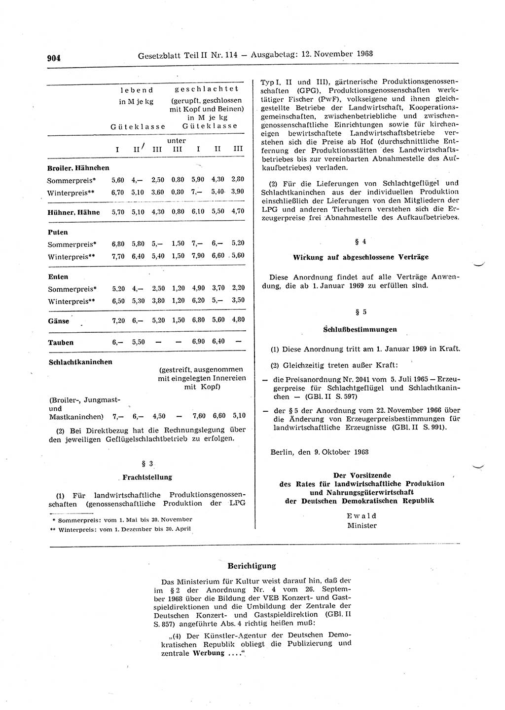 Gesetzblatt (GBl.) der Deutschen Demokratischen Republik (DDR) Teil ⅠⅠ 1968, Seite 904 (GBl. DDR ⅠⅠ 1968, S. 904)